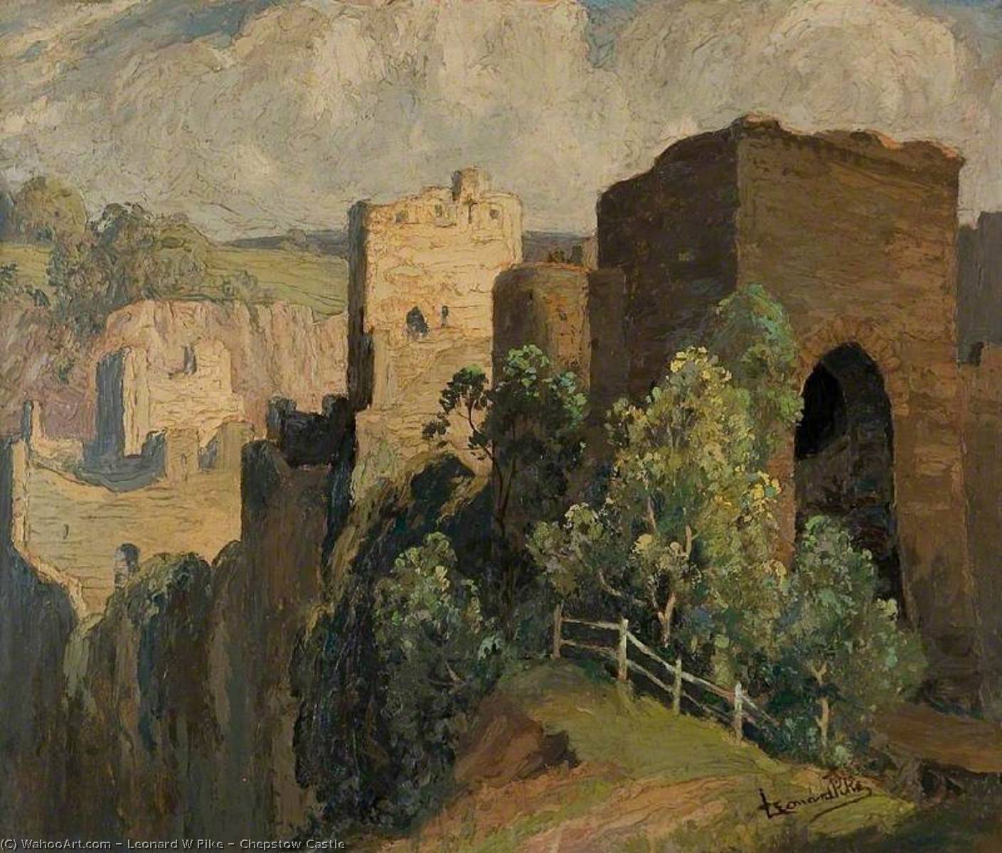 Wikioo.org - The Encyclopedia of Fine Arts - Painting, Artwork by Leonard W Pike - Chepstow Castle