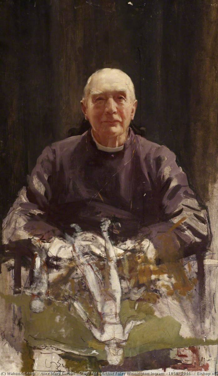 Wikioo.org - The Encyclopedia of Fine Arts - Painting, Artwork by Alice Mary Burton - Study for 'Arthur Foley Winnington Ingram (1858–1946), Bishop of London (1901–1939)'