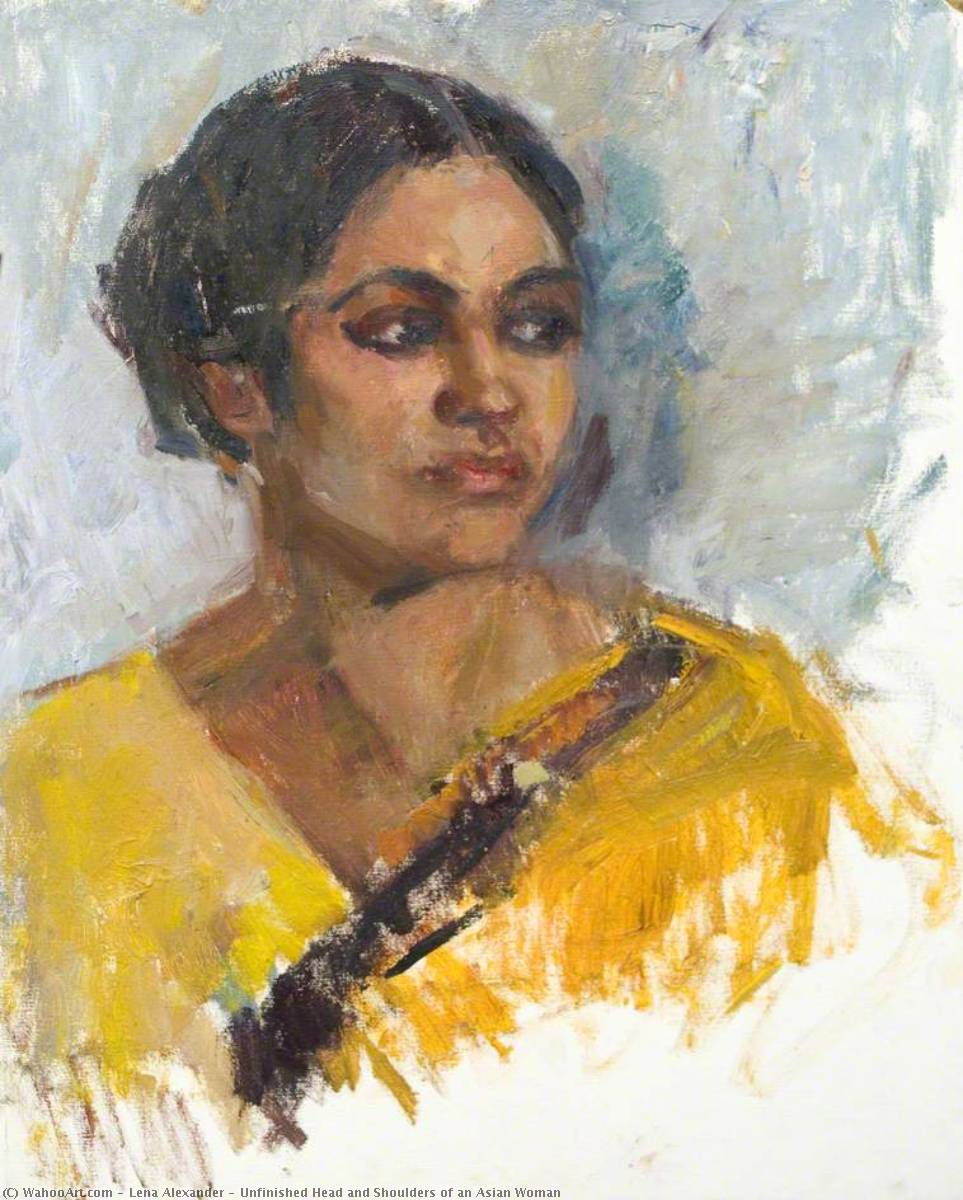 Wikioo.org - The Encyclopedia of Fine Arts - Painting, Artwork by Lena Alexander - Unfinished Head and Shoulders of an Asian Woman