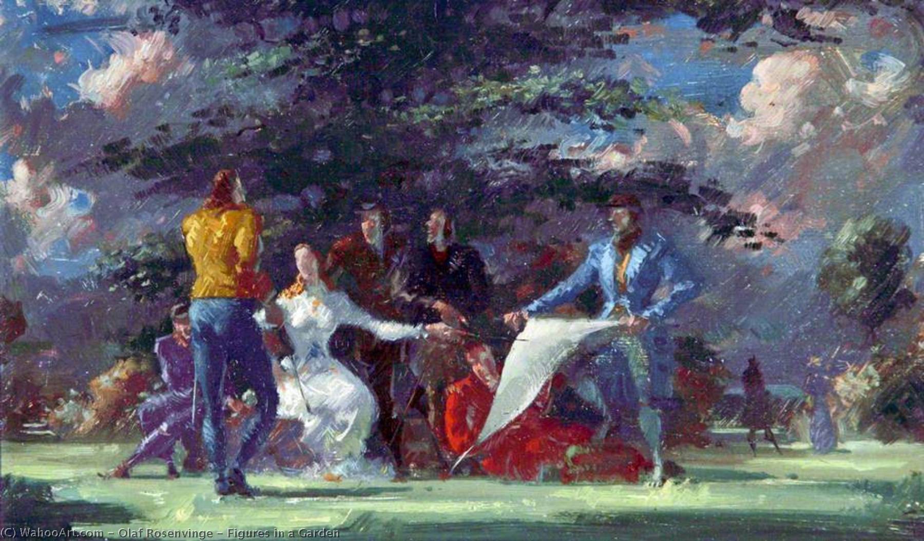 Wikioo.org - The Encyclopedia of Fine Arts - Painting, Artwork by Olaf Rosenvinge - Figures in a Garden
