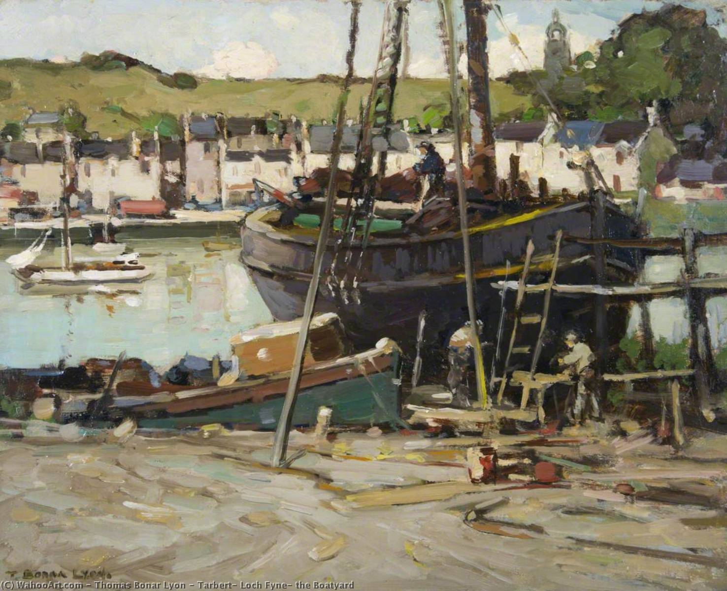 Wikioo.org - The Encyclopedia of Fine Arts - Painting, Artwork by Thomas Bonar Lyon - Tarbert, Loch Fyne, the Boatyard