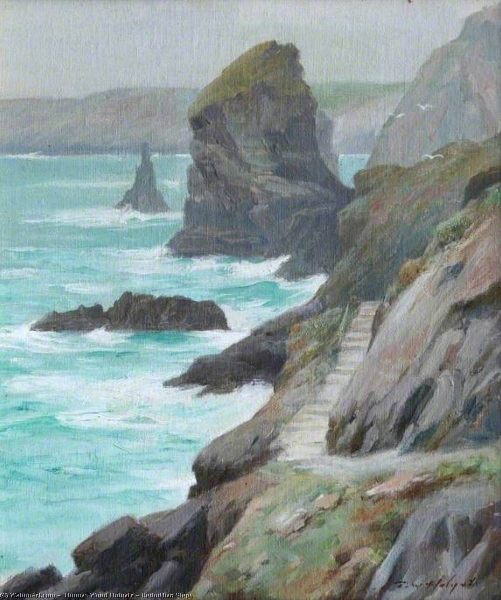 Wikioo.org - The Encyclopedia of Fine Arts - Painting, Artwork by Thomas Wood Holgate - Bedruthan Steps