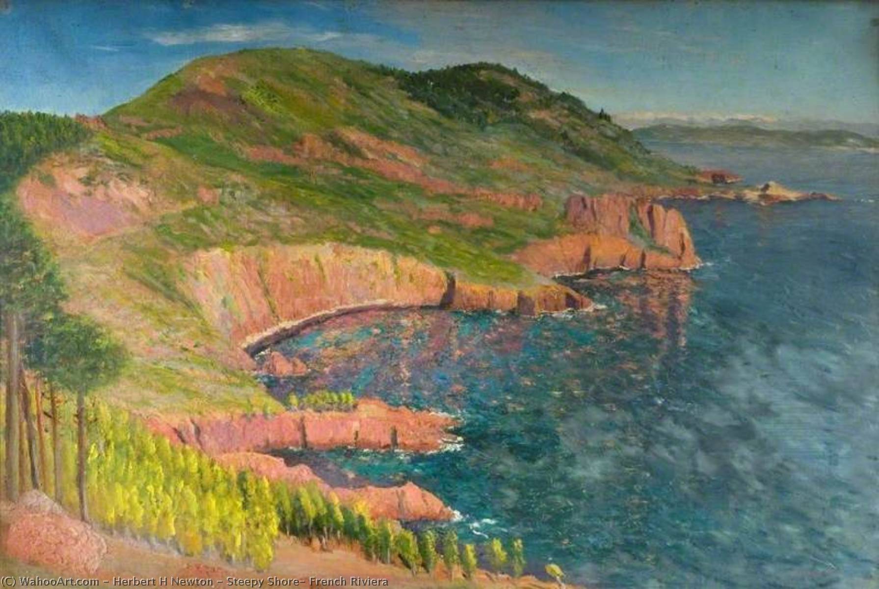 Wikioo.org - The Encyclopedia of Fine Arts - Painting, Artwork by Herbert H Newton - Steepy Shore, French Riviera