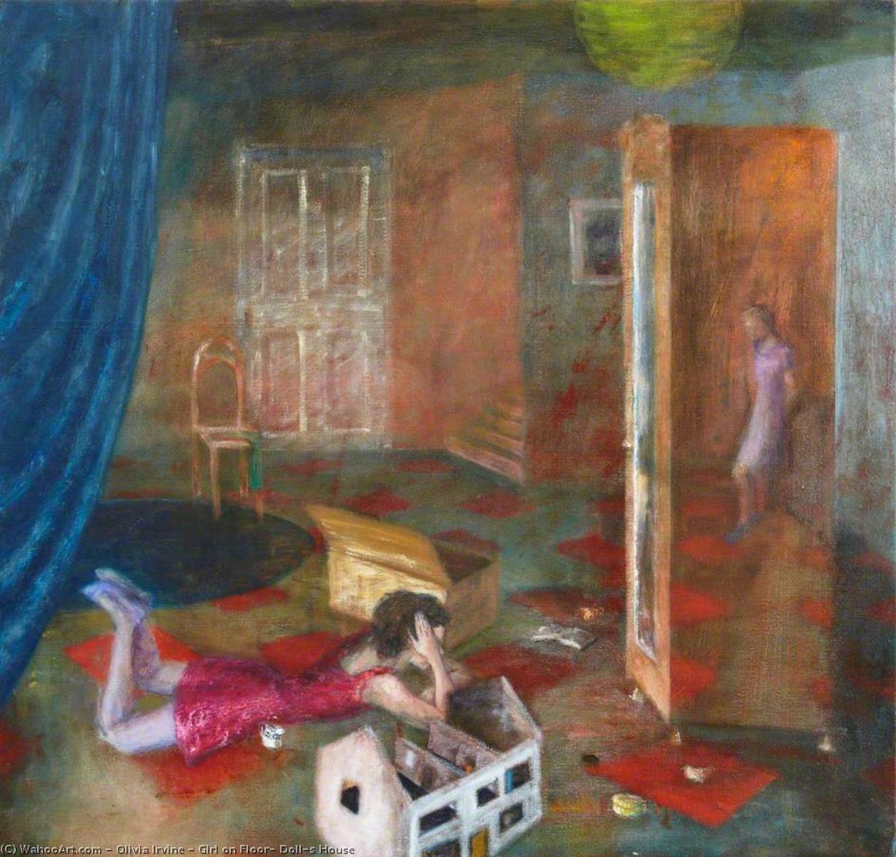 Wikioo.org - The Encyclopedia of Fine Arts - Painting, Artwork by Olivia Irvine - Girl on Floor, Doll's House