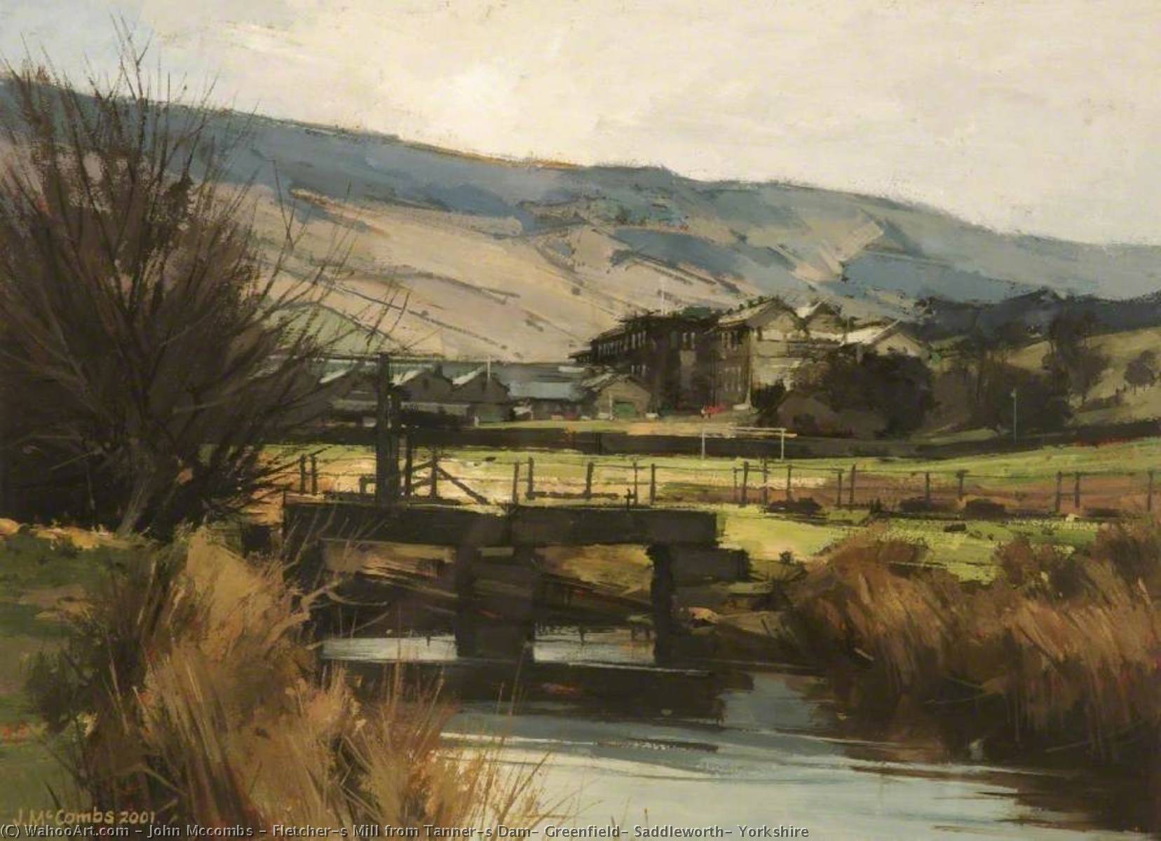 Wikioo.org - The Encyclopedia of Fine Arts - Painting, Artwork by John Mccombs - Fletcher's Mill from Tanner's Dam, Greenfield, Saddleworth, Yorkshire