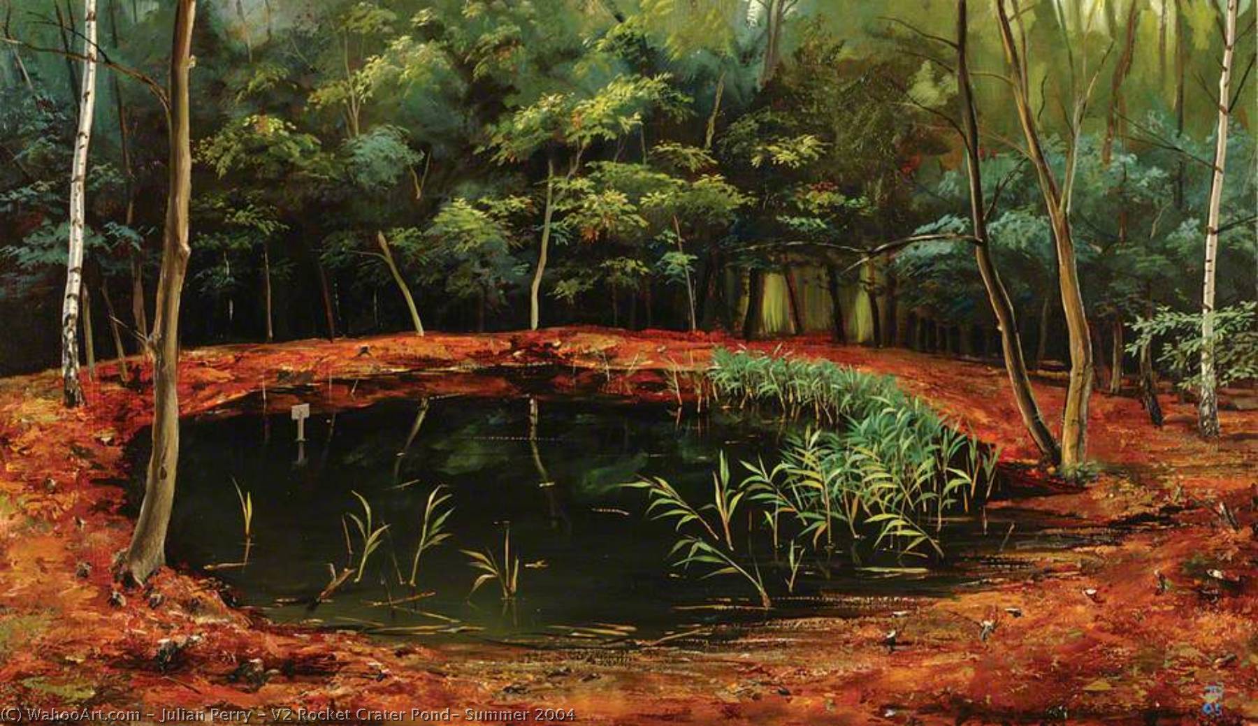 Wikioo.org - The Encyclopedia of Fine Arts - Painting, Artwork by Julian Perry - V2 Rocket Crater Pond, Summer 2004