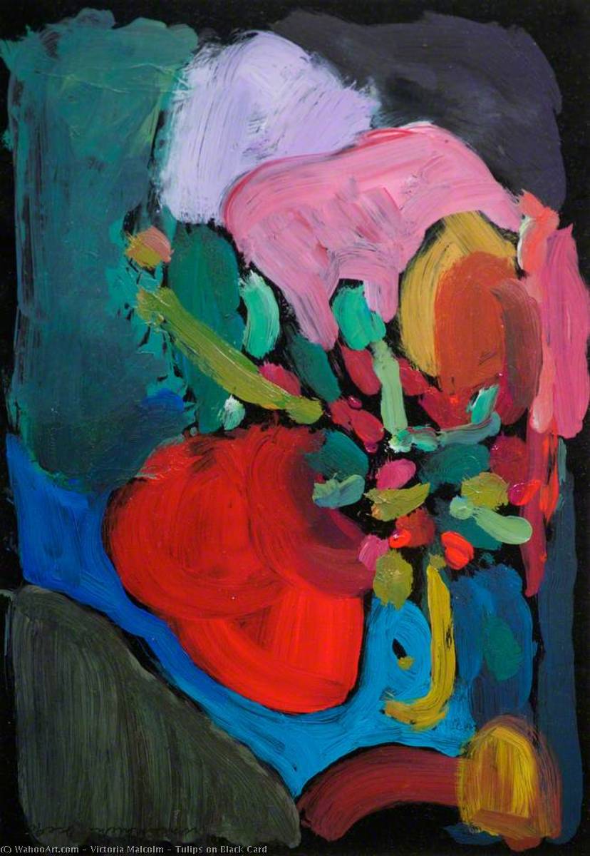 Wikioo.org - Bách khoa toàn thư về mỹ thuật - Vẽ tranh, Tác phẩm nghệ thuật Victoria Malcolm - Tulips on Black Card