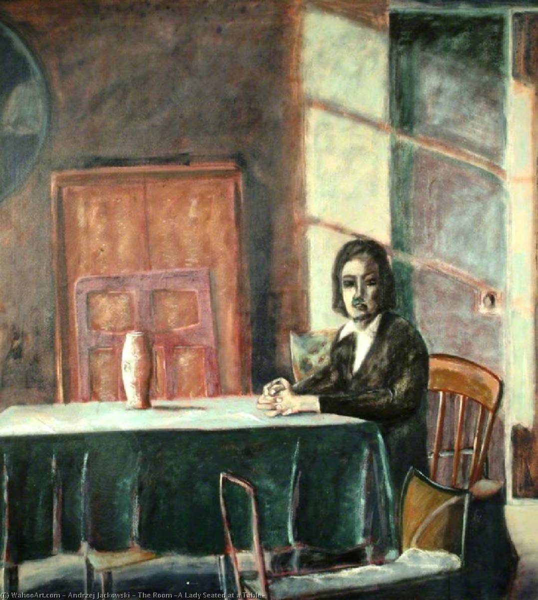 Wikioo.org - The Encyclopedia of Fine Arts - Painting, Artwork by Andrzej Jackowski - The Room (A Lady Seated at a Table)