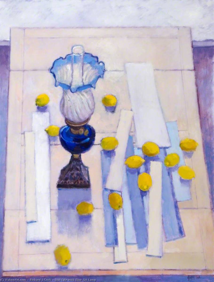 Wikioo.org - The Encyclopedia of Fine Arts - Painting, Artwork by Richard J Croft - Still Life with Blue Oil Lamp