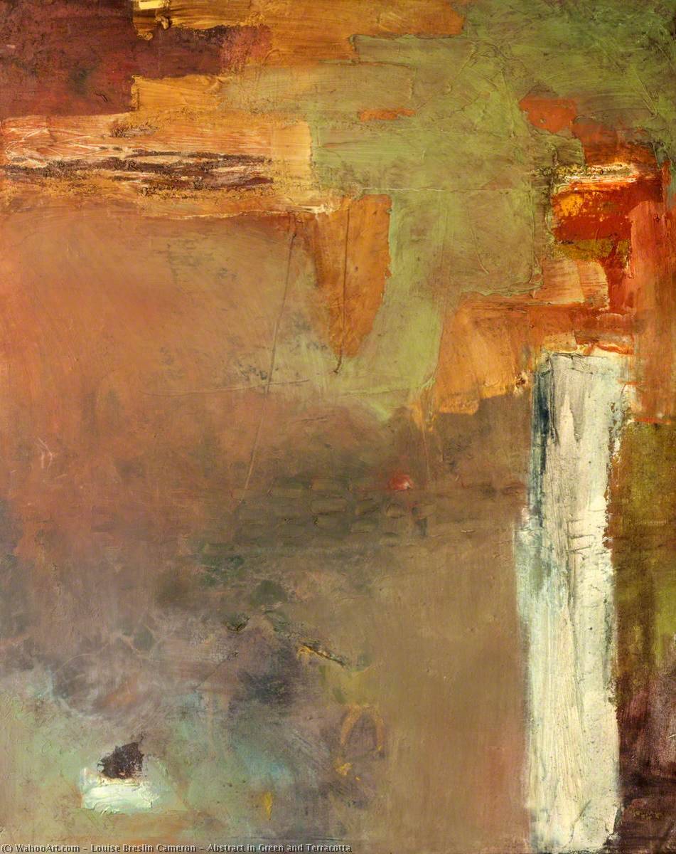 Wikioo.org - The Encyclopedia of Fine Arts - Painting, Artwork by Louise Breslin Cameron - Abstract in Green and Terracotta