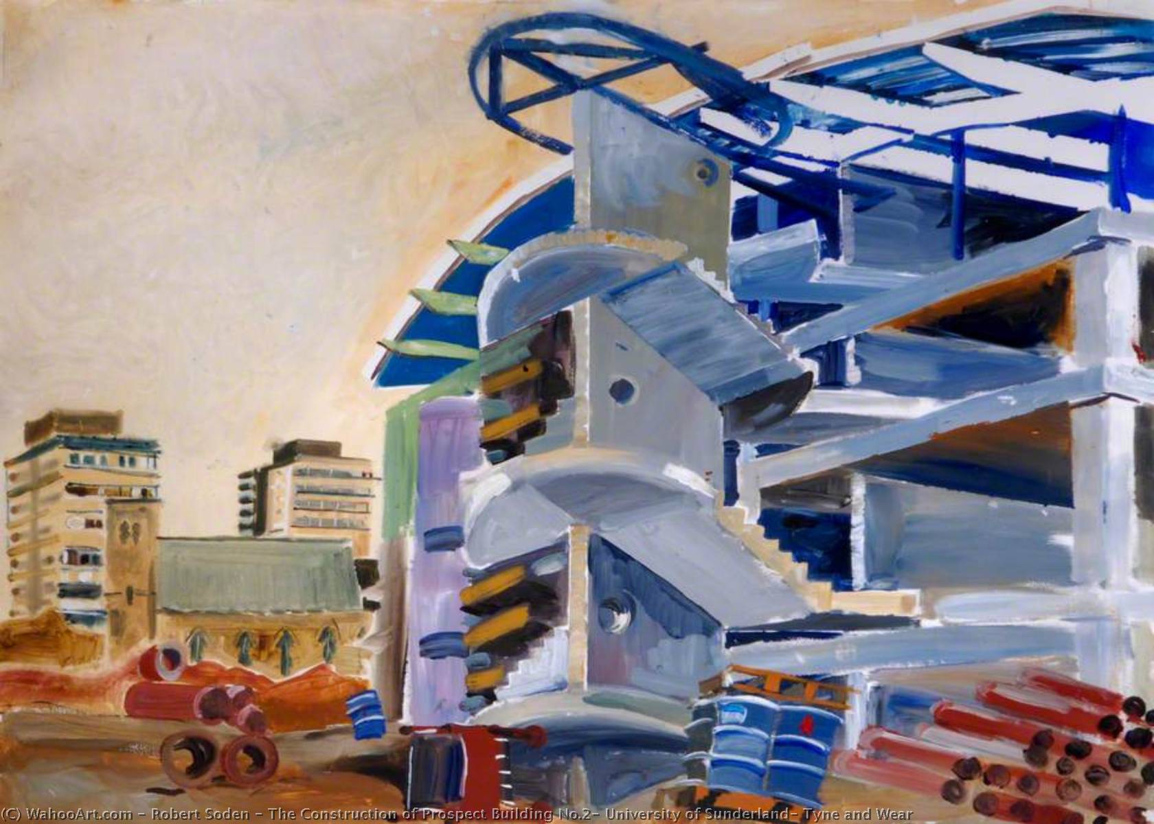 Wikioo.org - The Encyclopedia of Fine Arts - Painting, Artwork by Robert Soden - The Construction of Prospect Building No.2, University of Sunderland, Tyne and Wear