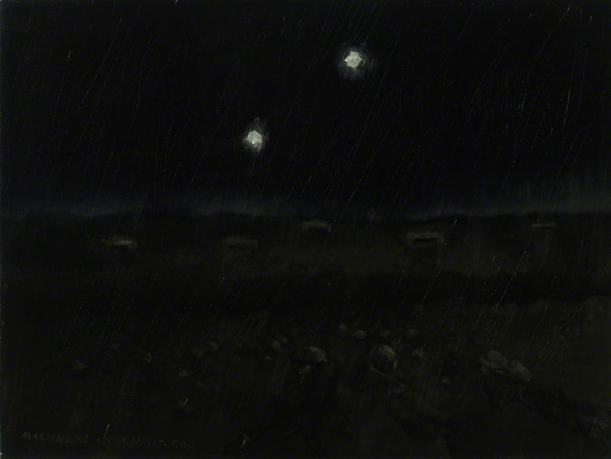 Wikioo.org - The Encyclopedia of Fine Arts - Painting, Artwork by Cyril Mount - Mareth Line – Wet Night, F. O. O., March 1943
