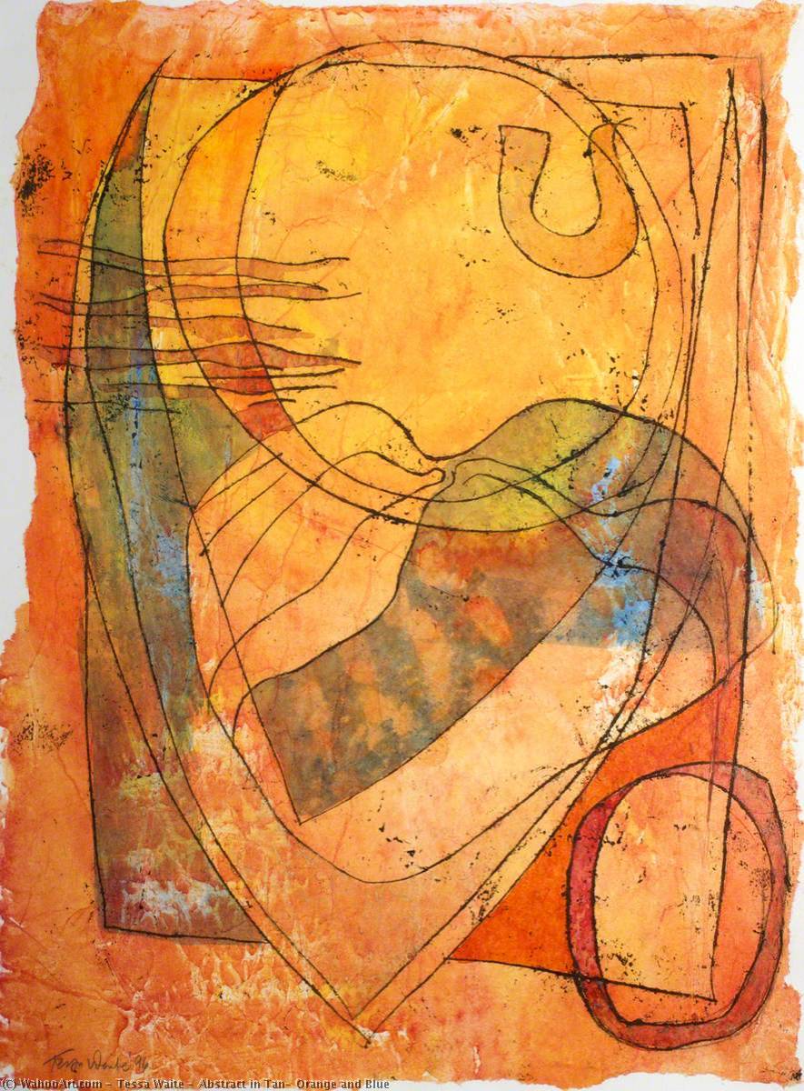 WikiOO.org - Енциклопедия за изящни изкуства - Живопис, Произведения на изкуството Tessa Waite - Abstract in Tan, Orange and Blue