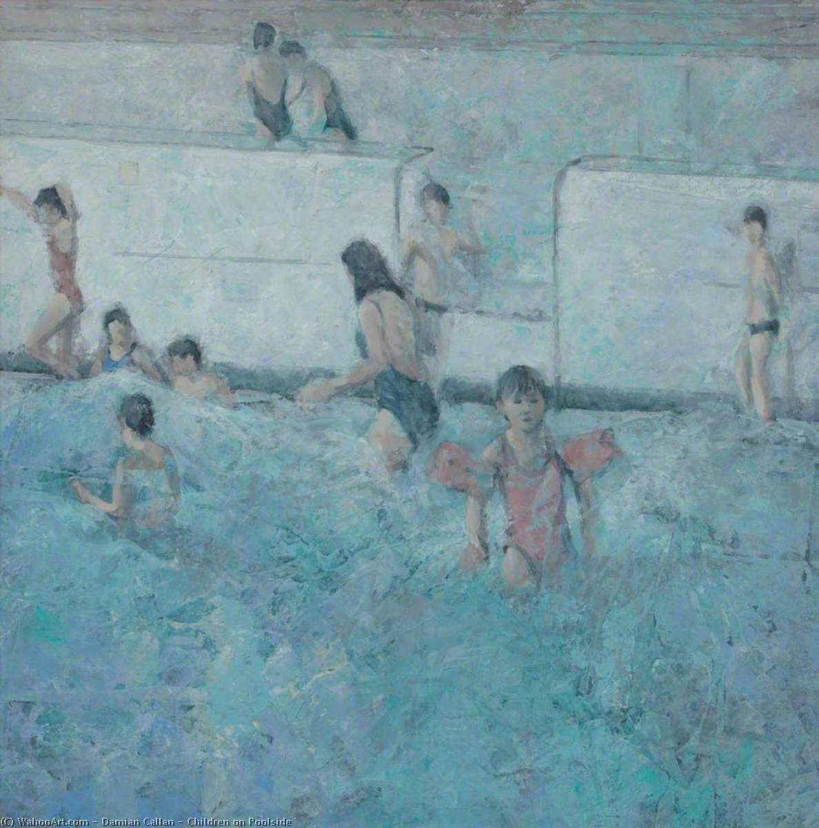 WikiOO.org - Encyclopedia of Fine Arts - Lukisan, Artwork Damian Callan - Children on Poolside