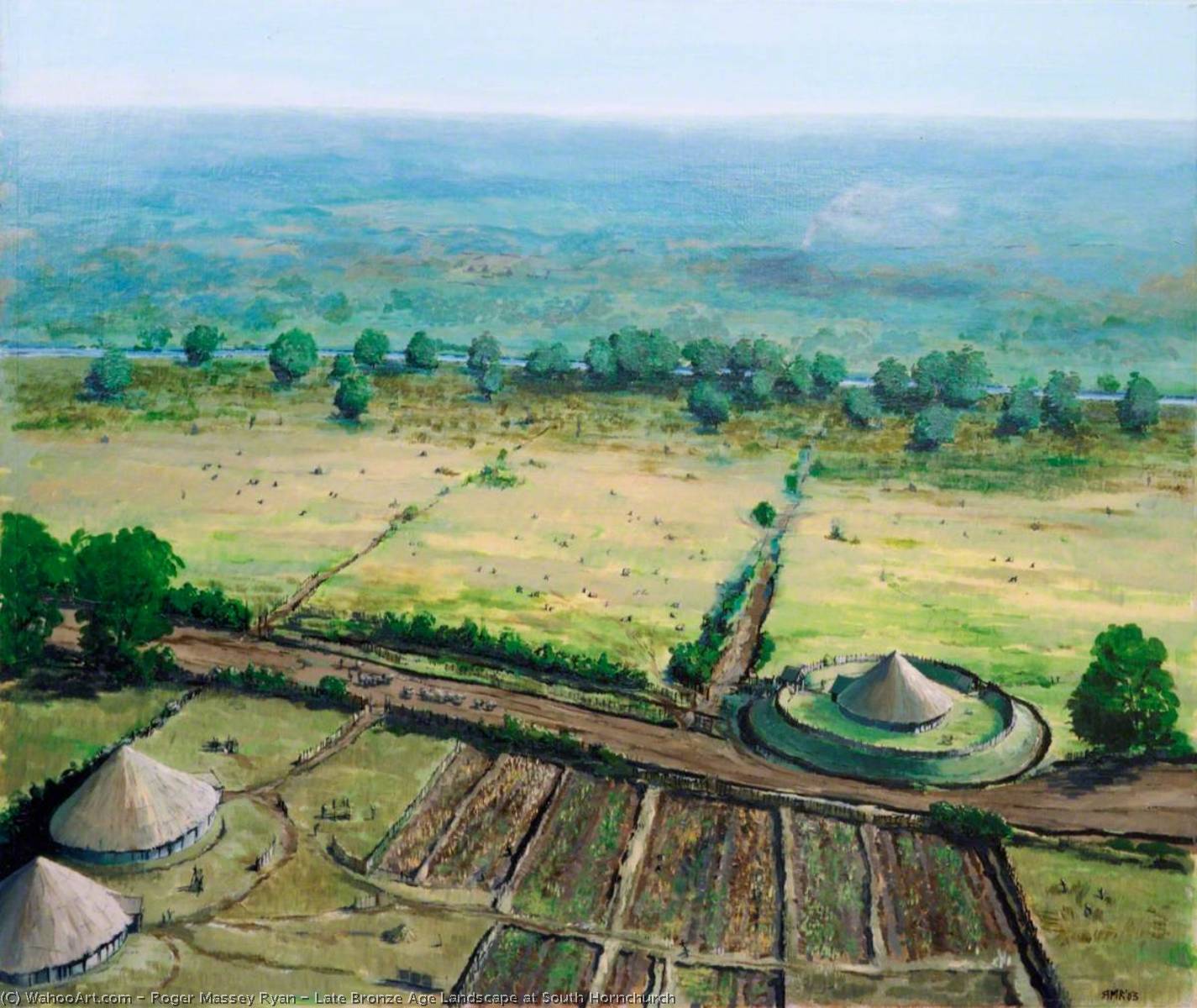 Wikioo.org - The Encyclopedia of Fine Arts - Painting, Artwork by Roger Massey Ryan - Late Bronze Age Landscape at South Hornchurch