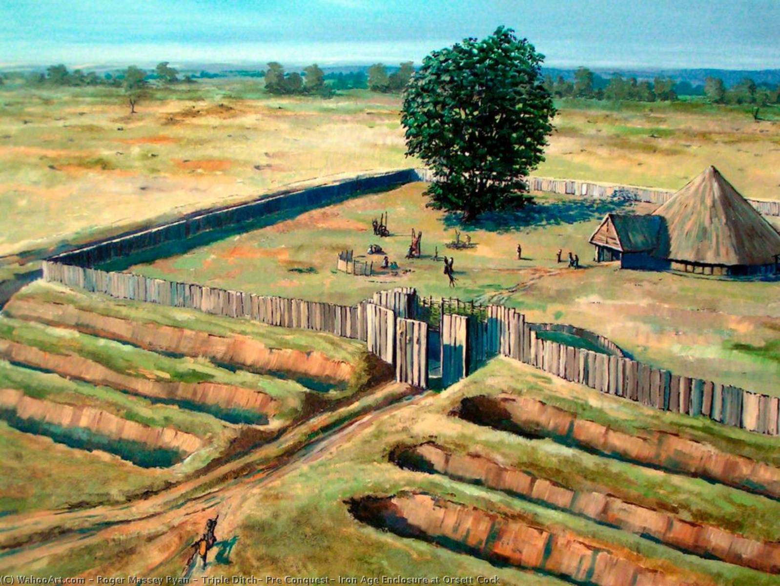 Wikioo.org - The Encyclopedia of Fine Arts - Painting, Artwork by Roger Massey Ryan - Triple Ditch, Pre Conquest, Iron Age Enclosure at Orsett Cock