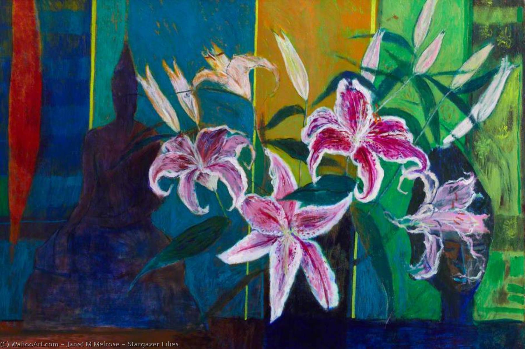 WikiOO.org - دایره المعارف هنرهای زیبا - نقاشی، آثار هنری Janet M Melrose - Stargazer Lilies