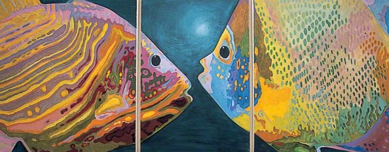 WikiOO.org - Encyclopedia of Fine Arts - Lukisan, Artwork Anthony Michael Crosse - Two Colourful Kissing Fish