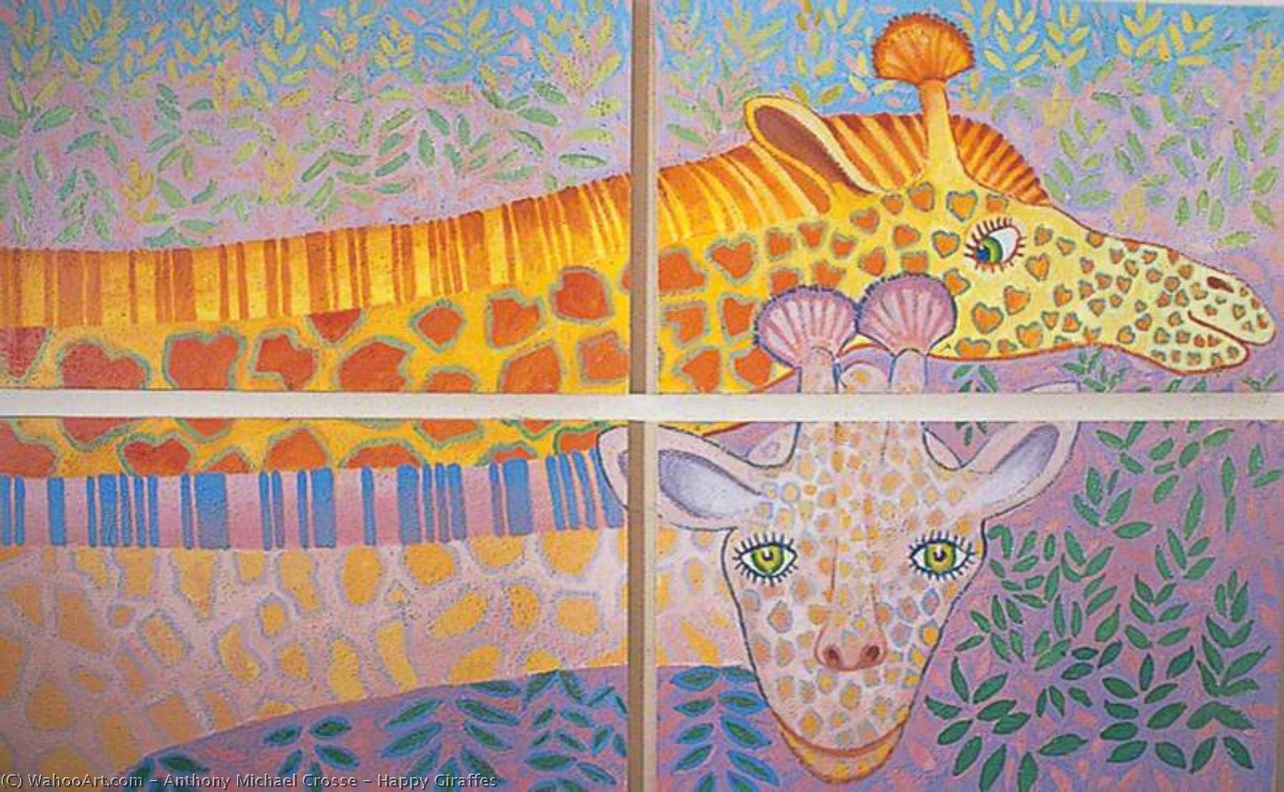 WikiOO.org - Encyclopedia of Fine Arts - Schilderen, Artwork Anthony Michael Crosse - Happy Giraffes