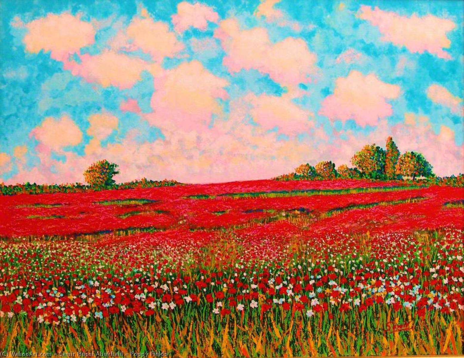 Wikioo.org - The Encyclopedia of Fine Arts - Painting, Artwork by Samir Husni Abukhalil - Poppy Fields