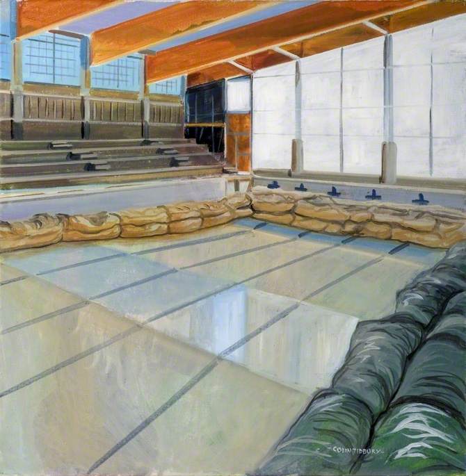 Wikioo.org - The Encyclopedia of Fine Arts - Painting, Artwork by Colin David Tidbury - Interior View of the New Pool Nearing Completion
