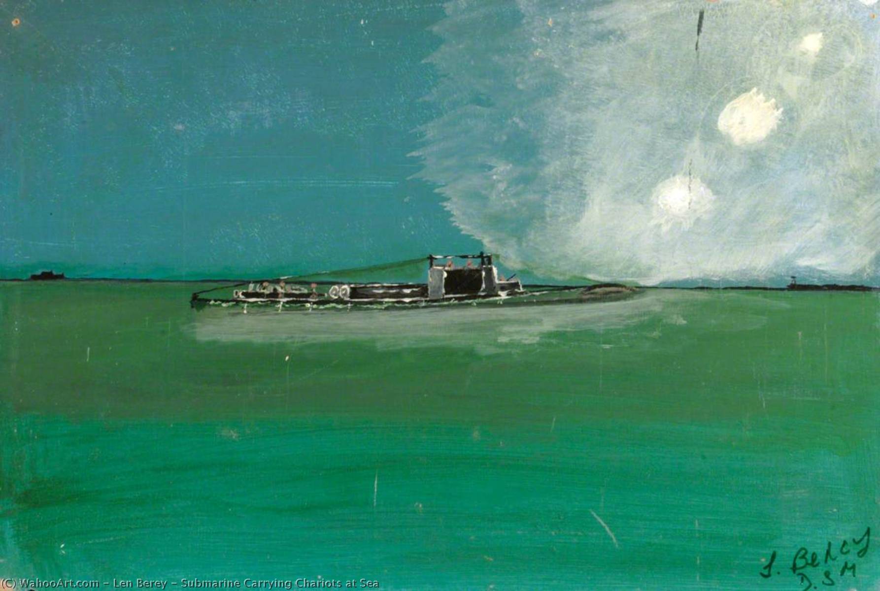 Wikioo.org - The Encyclopedia of Fine Arts - Painting, Artwork by Len Berey - Submarine Carrying Chariots at Sea
