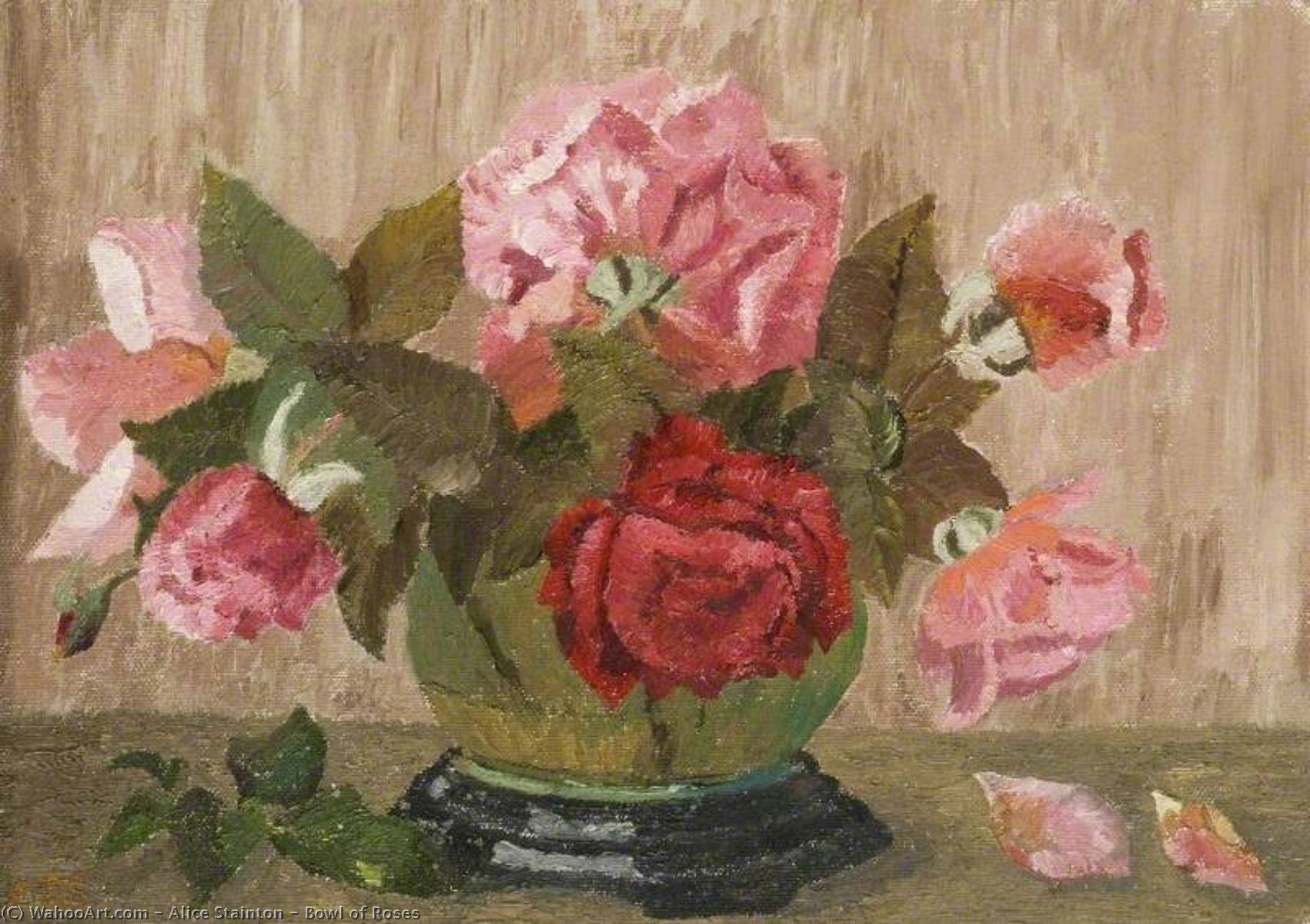 Wikioo.org - The Encyclopedia of Fine Arts - Painting, Artwork by Alice Stainton - Bowl of Roses