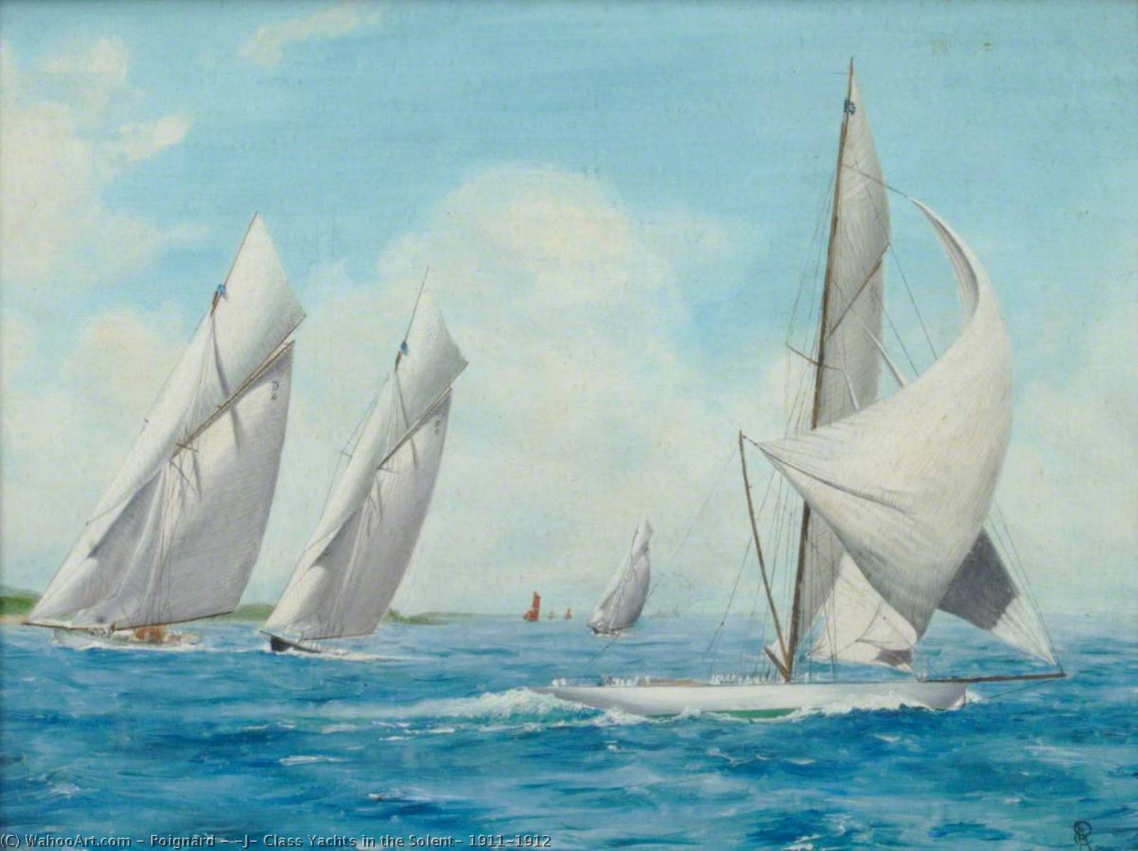Wikioo.org - The Encyclopedia of Fine Arts - Painting, Artwork by Poignard - 'J' Class Yachts in the Solent, 1911–1912