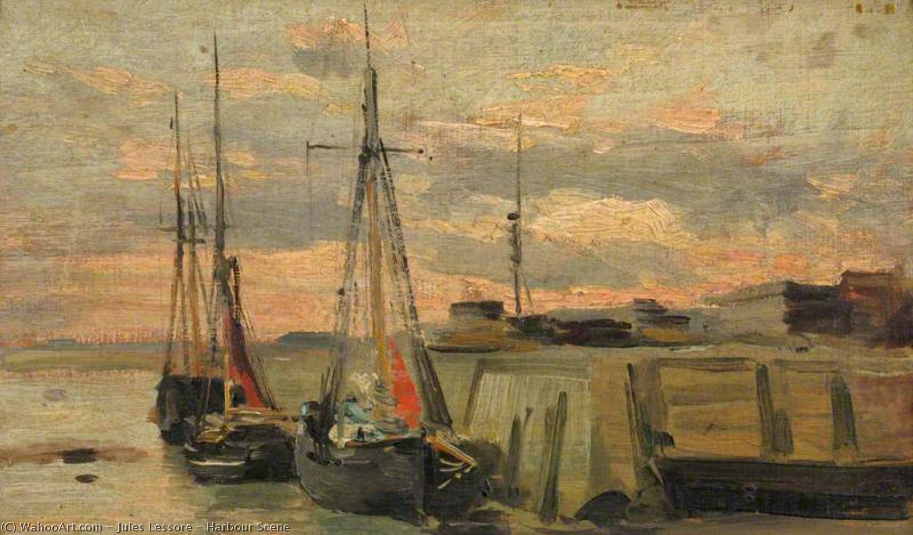 Wikioo.org - The Encyclopedia of Fine Arts - Painting, Artwork by Jules Lessore - Harbour Scene