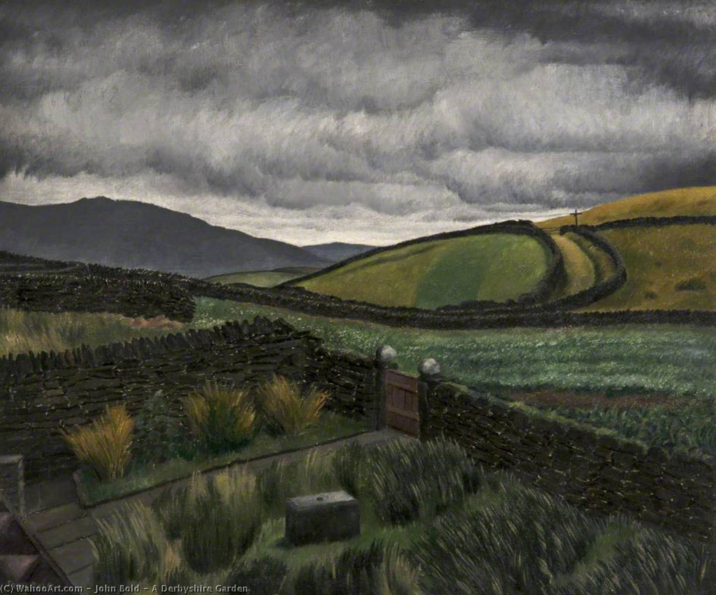 Wikioo.org - The Encyclopedia of Fine Arts - Painting, Artwork by John Bold - A Derbyshire Garden