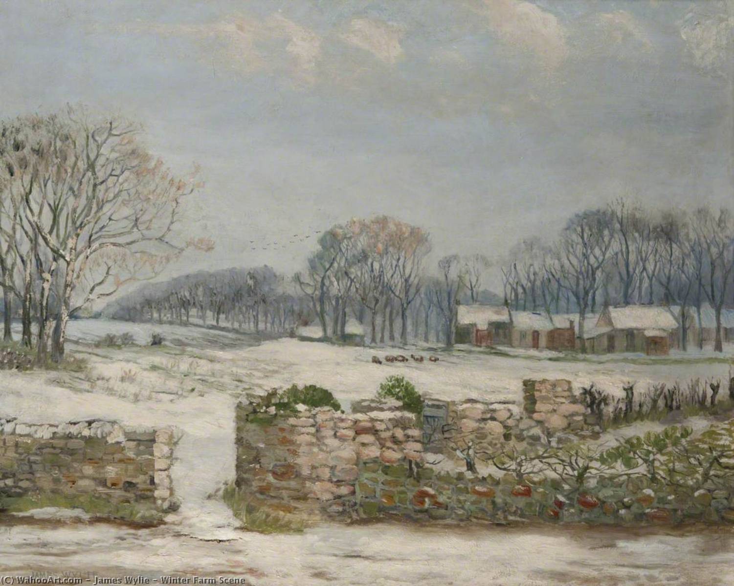 Wikioo.org - The Encyclopedia of Fine Arts - Painting, Artwork by James Wylie - Winter Farm Scene