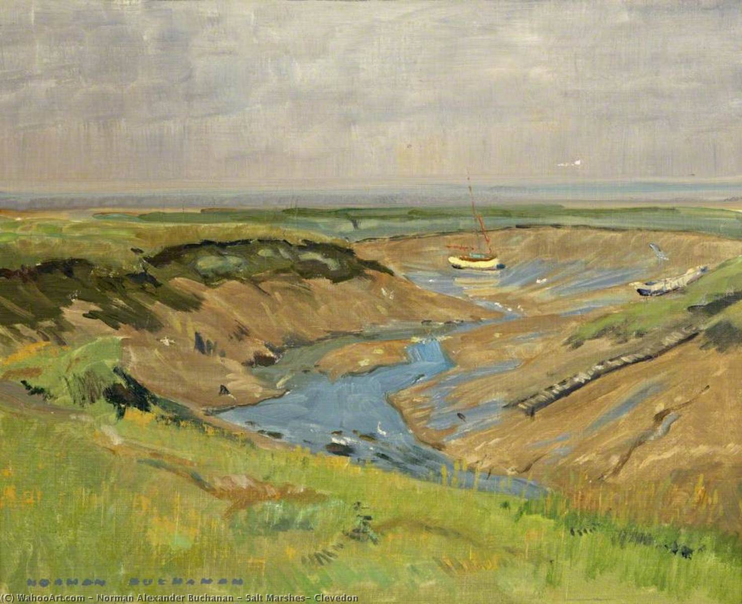 Wikioo.org - The Encyclopedia of Fine Arts - Painting, Artwork by Norman Alexander Buchanan - Salt Marshes, Clevedon