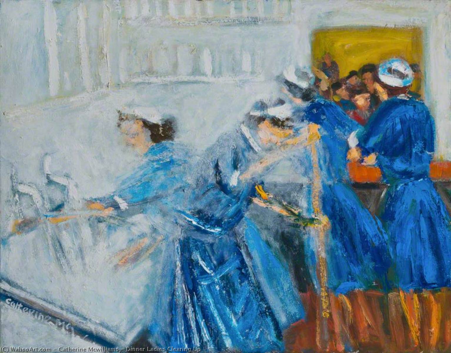 Wikioo.org - The Encyclopedia of Fine Arts - Painting, Artwork by Catherine Mcwilliams - Dinner Ladies Clearing Up
