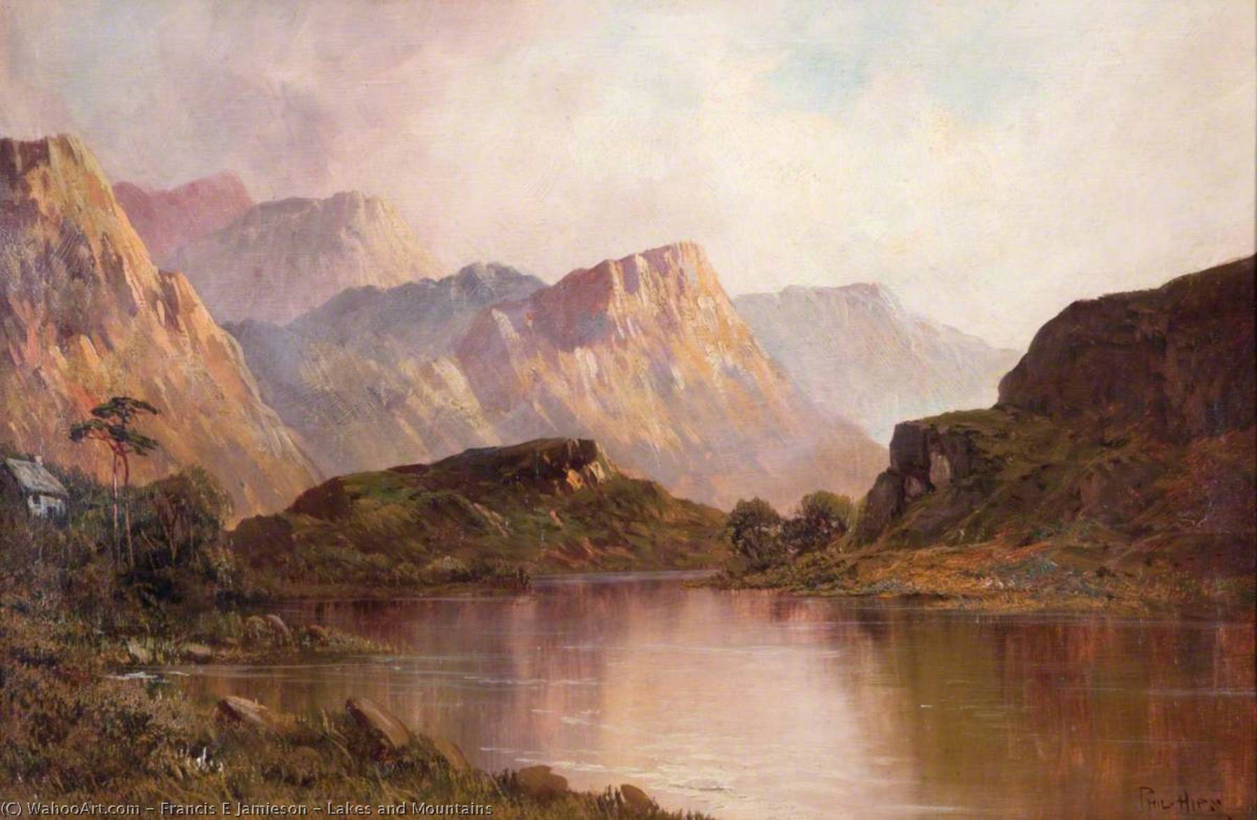 Wikioo.org - The Encyclopedia of Fine Arts - Painting, Artwork by Francis E Jamieson - Lakes and Mountains