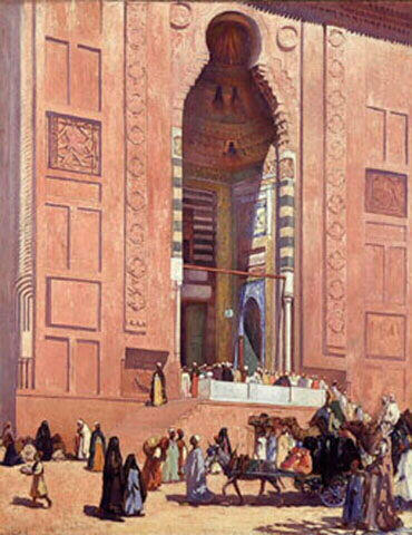 Wikioo.org - The Encyclopedia of Fine Arts - Painting, Artwork by Cabanes Louis - La Grande Porte de la mosquée El Hassan au Caire
