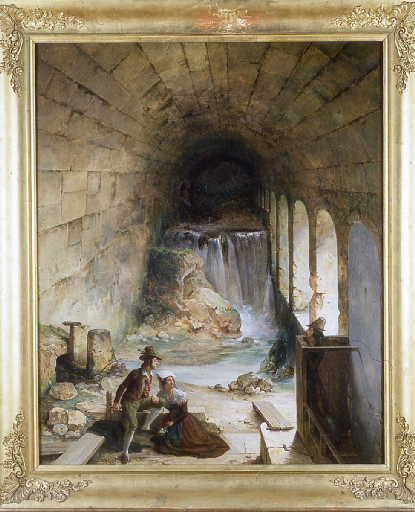 Wikioo.org - The Encyclopedia of Fine Arts - Painting, Artwork by Charles Marie Bouton - Intérieur voûté à Tivoli les rivaux