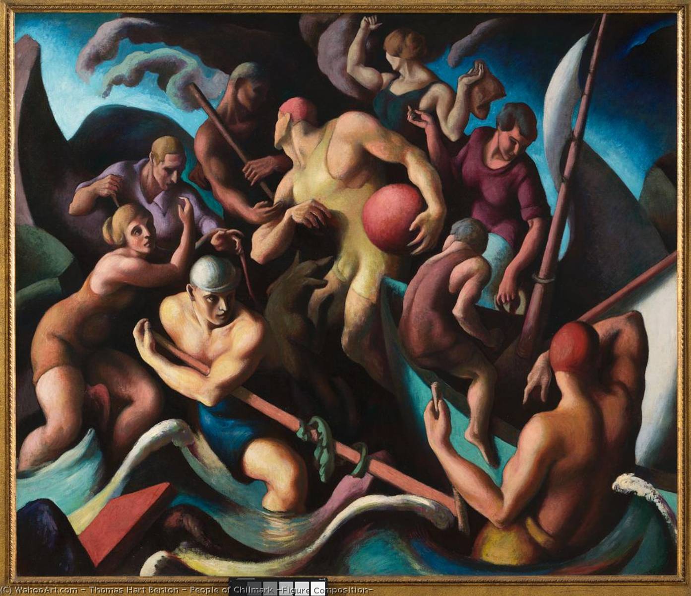 Wikioo.org - The Encyclopedia of Fine Arts - Painting, Artwork by Thomas Hart Benton - People of Chilmark (Figure Composition)