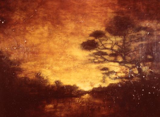 Wikioo.org - The Encyclopedia of Fine Arts - Painting, Artwork by Ralph Albert Blakelock - Sunset Over Marshes, (painting)