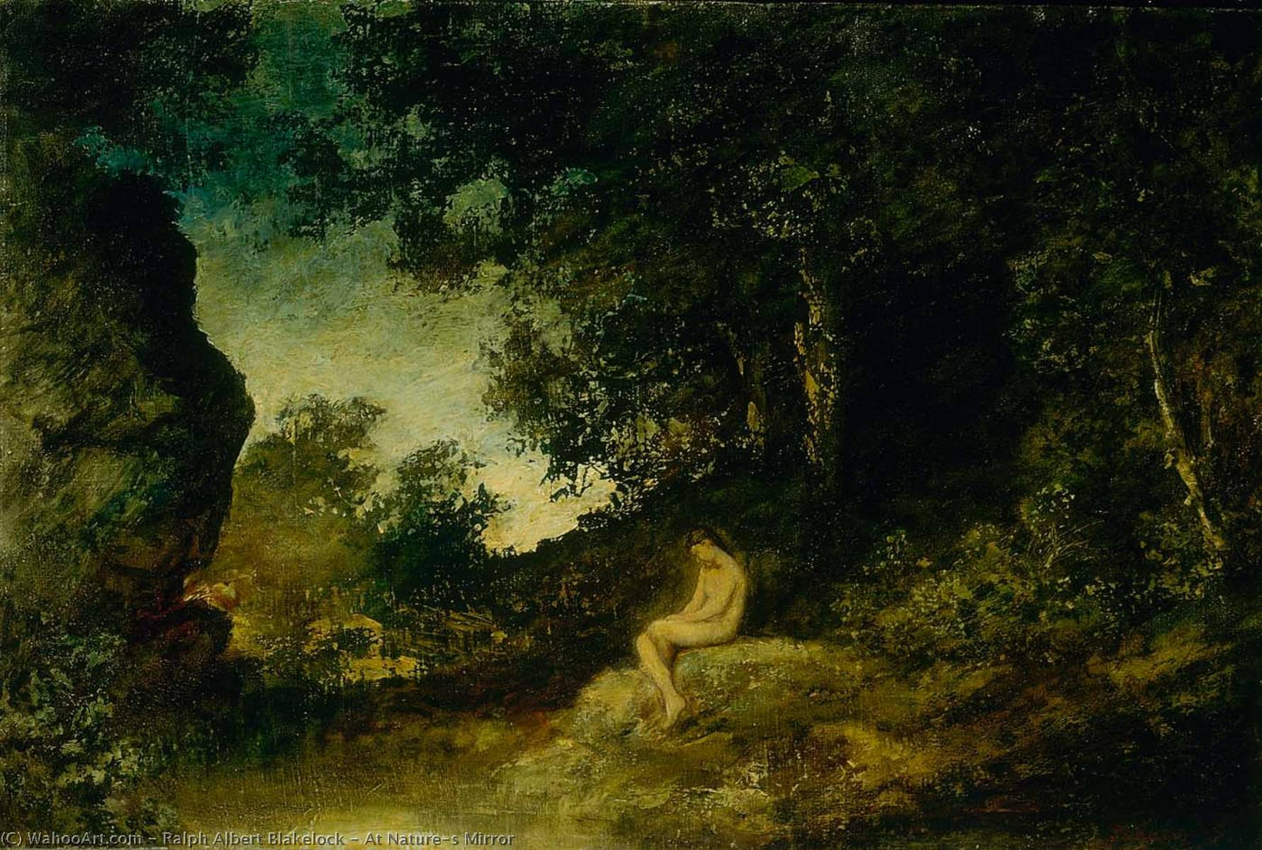Wikioo.org - The Encyclopedia of Fine Arts - Painting, Artwork by Ralph Albert Blakelock - At Nature's Mirror
