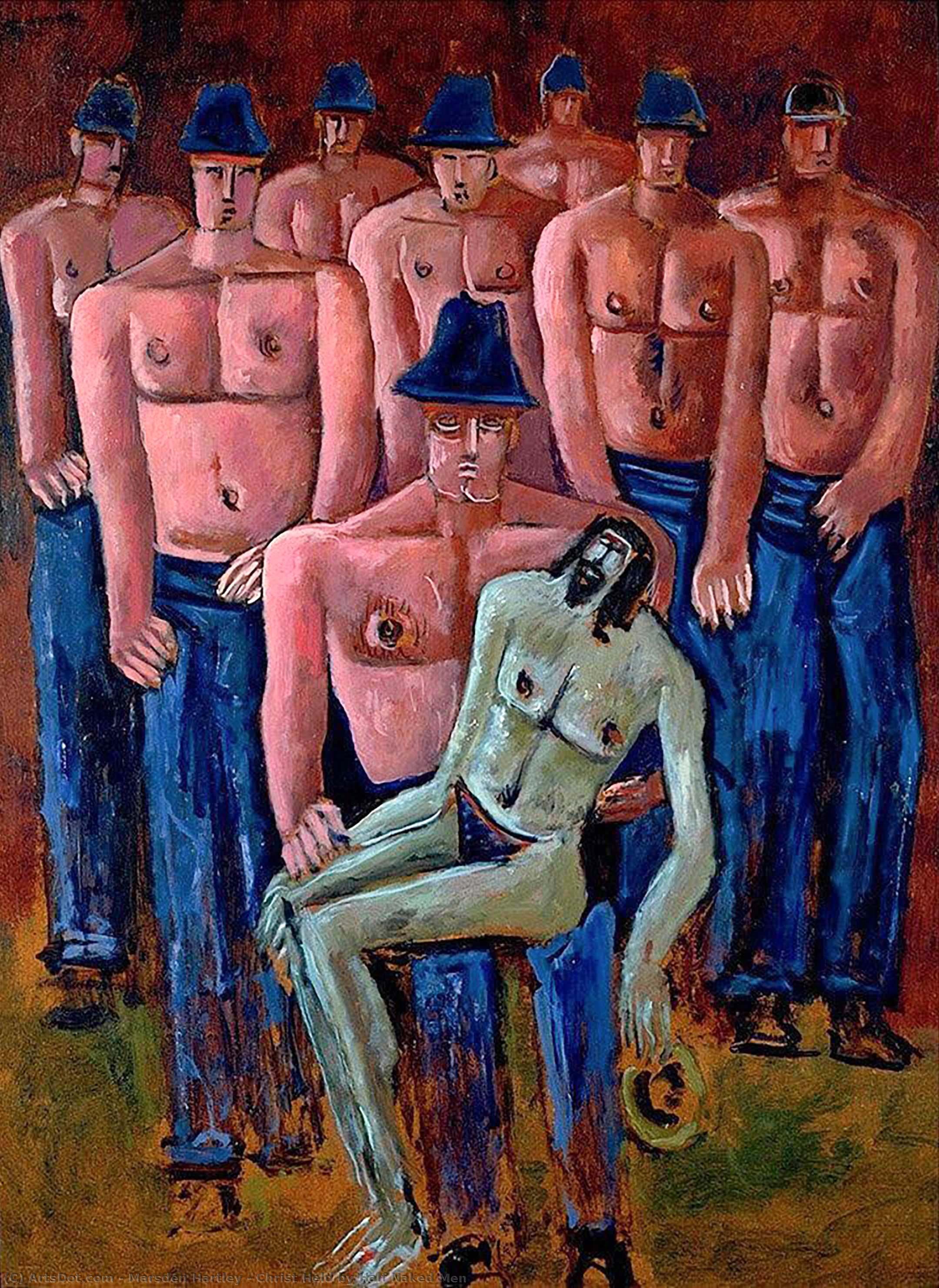 Wikoo.org - موسوعة الفنون الجميلة - اللوحة، العمل الفني Marsden Hartley - Christ Held by Half Naked Men