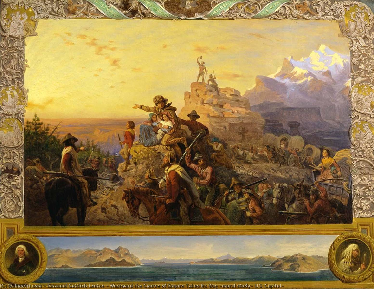 Wikioo.org - The Encyclopedia of Fine Arts - Painting, Artwork by Emanuel Gottlieb Leutze - Westward the Course of Empire Takes Its Way (mural study, U.S. Capitol)