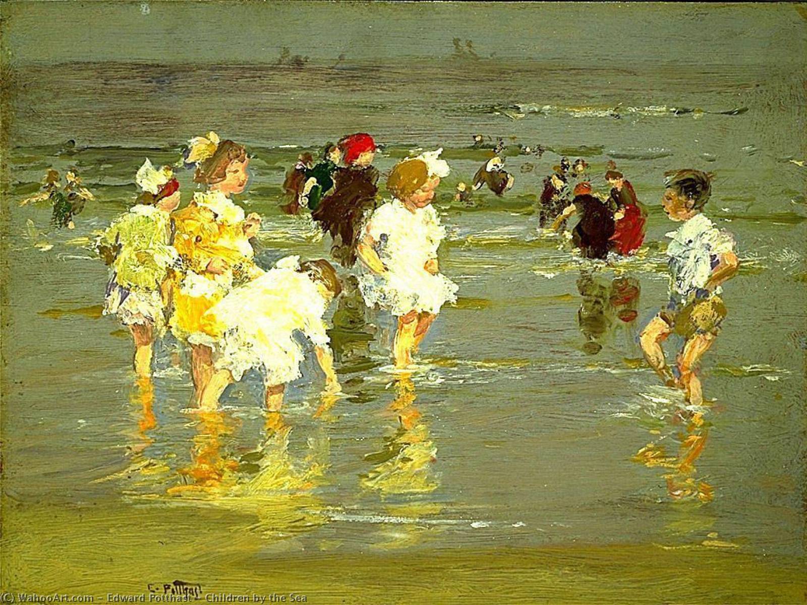 Wikioo.org - The Encyclopedia of Fine Arts - Painting, Artwork by Edward Henry Potthast - Children by the Sea