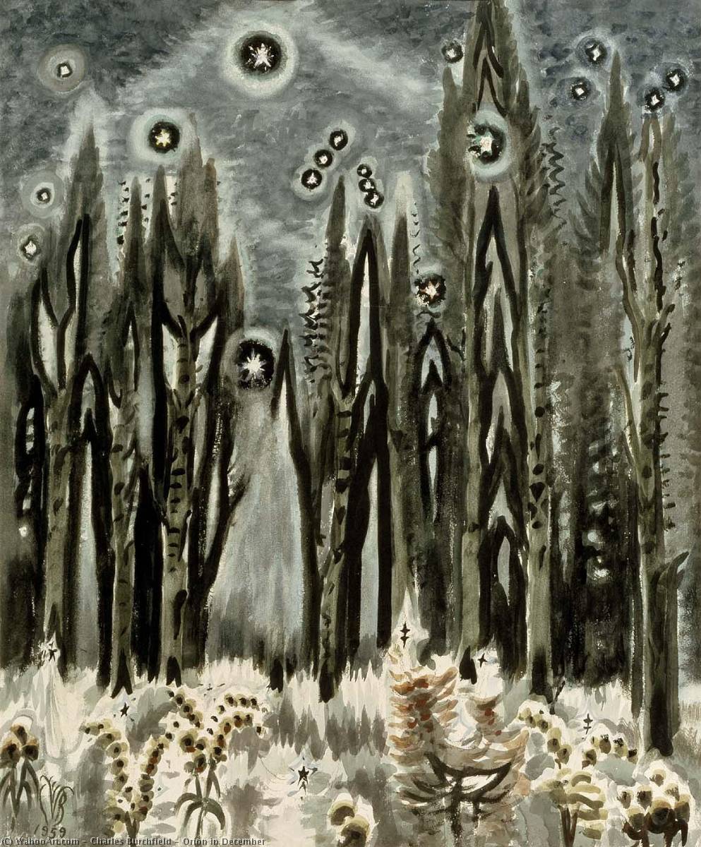 Wikioo.org - The Encyclopedia of Fine Arts - Painting, Artwork by Charles Ephraim Burchfield - Orion in December