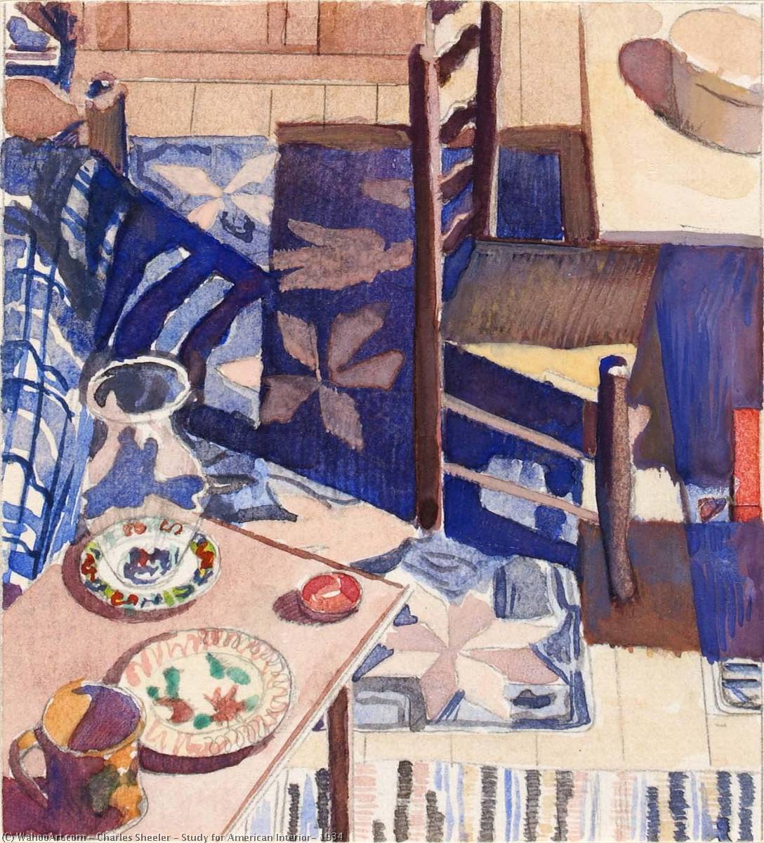 Wikioo.org – La Enciclopedia de las Bellas Artes - Pintura, Obras de arte de Charles Rettew Sheeler Junior - estudiar para amerindio  el interior  1934