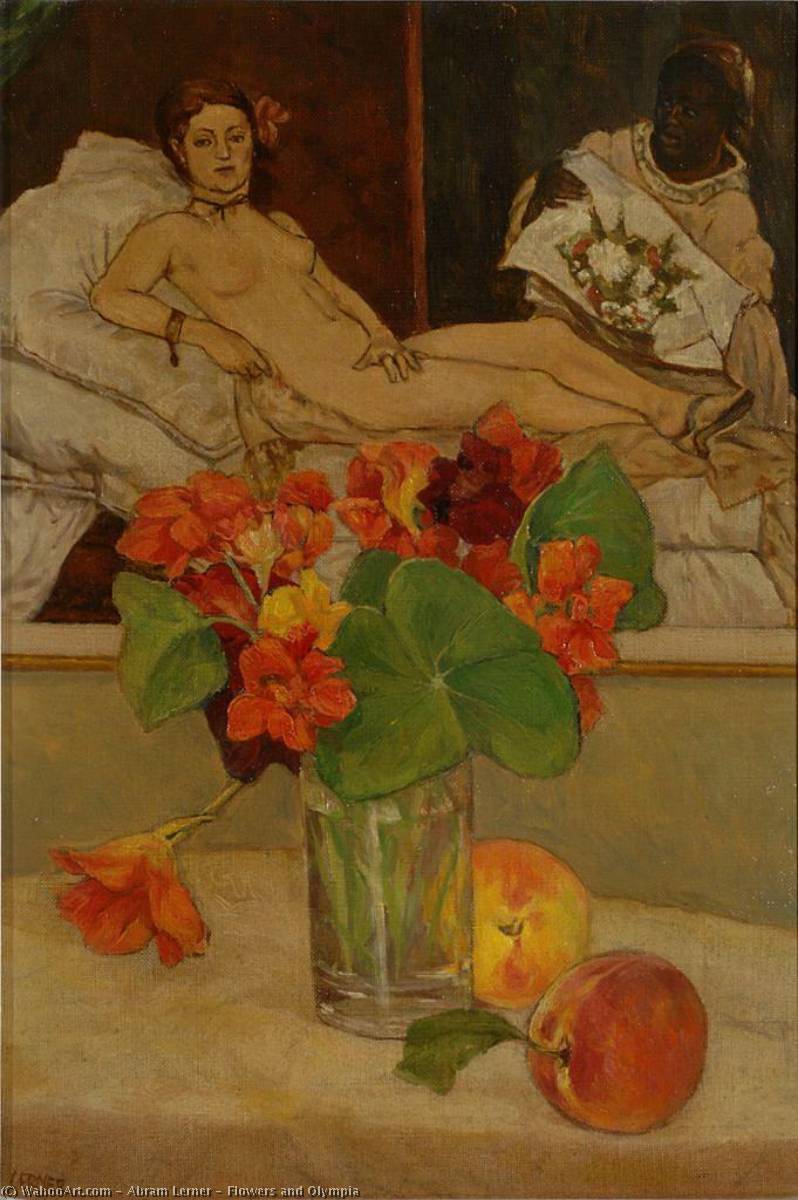 Wikioo.org - The Encyclopedia of Fine Arts - Painting, Artwork by Abram Lerner - Flowers and Olympia