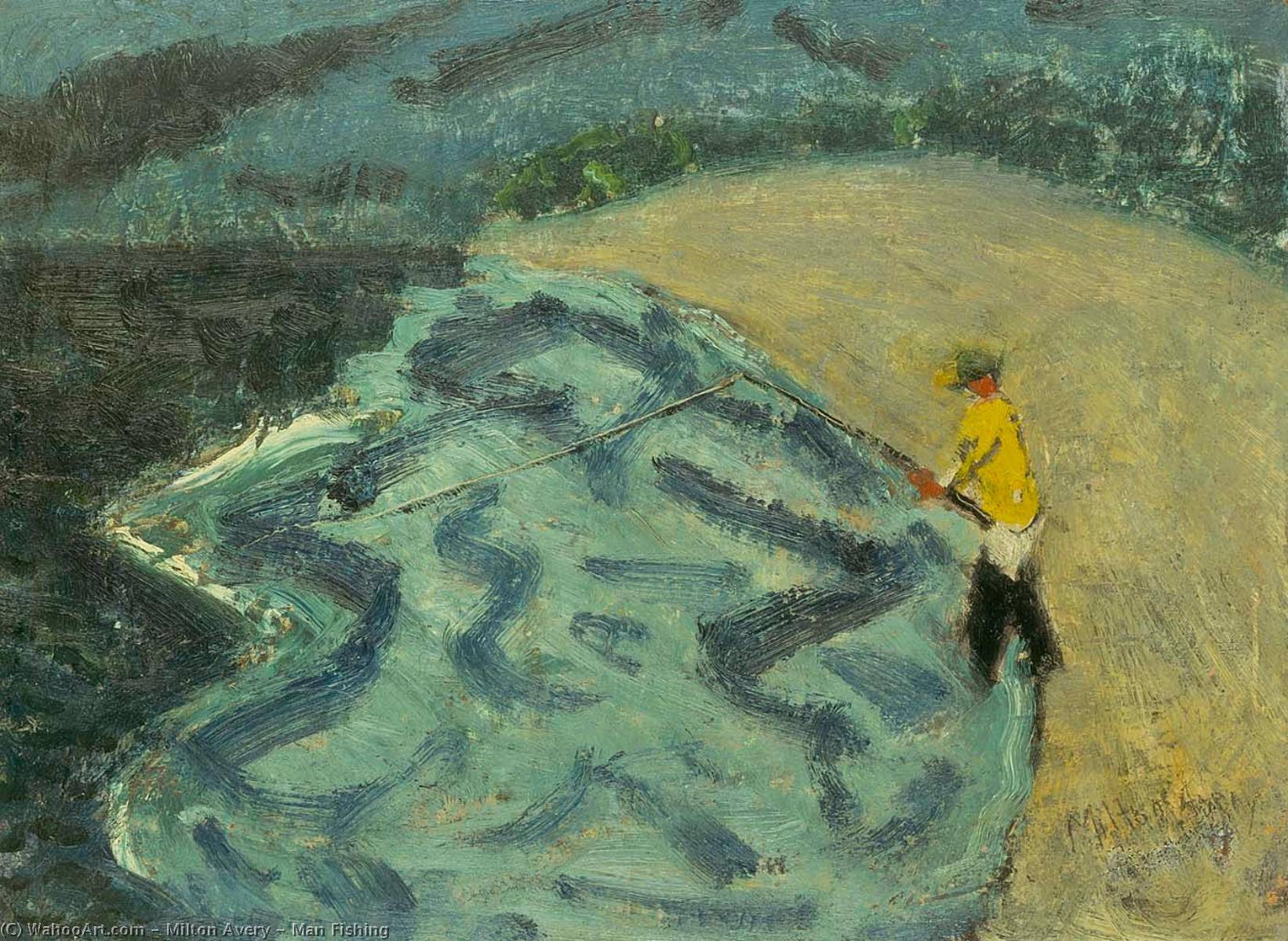 WikiOO.org - Güzel Sanatlar Ansiklopedisi - Resim, Resimler Milton Avery - Man Fishing