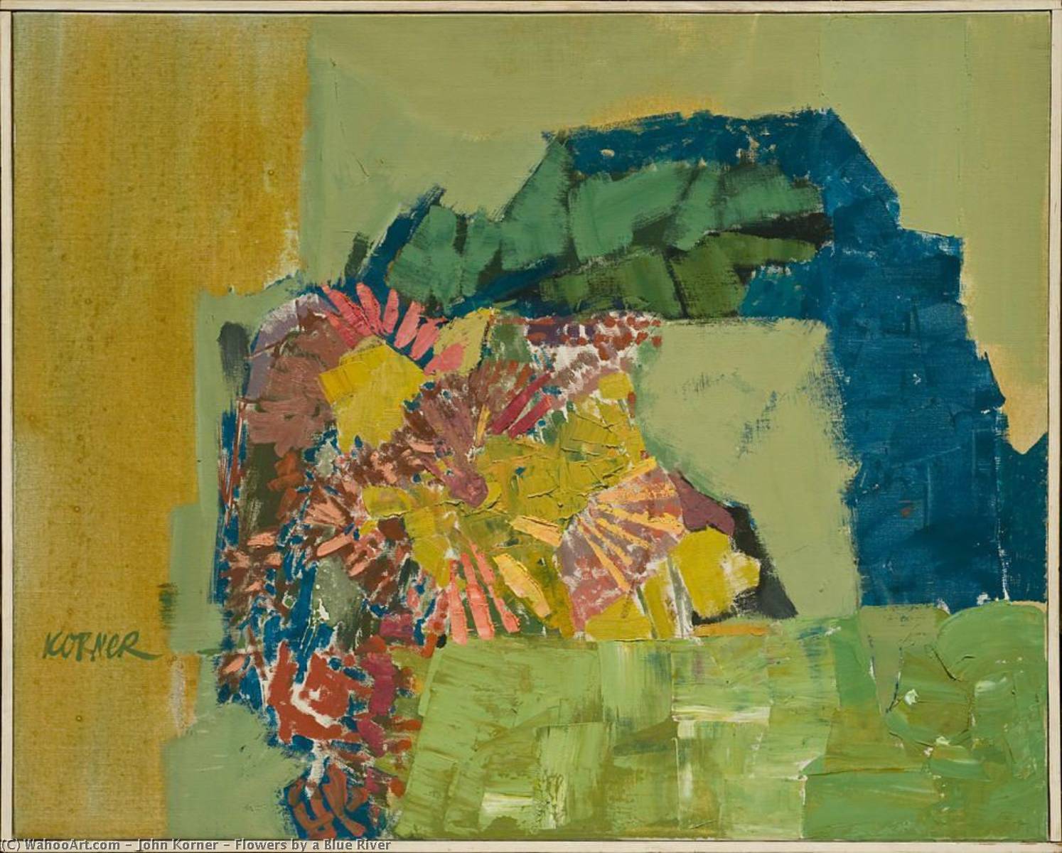 Wikioo.org - Bách khoa toàn thư về mỹ thuật - Vẽ tranh, Tác phẩm nghệ thuật John Korner - Flowers by a Blue River