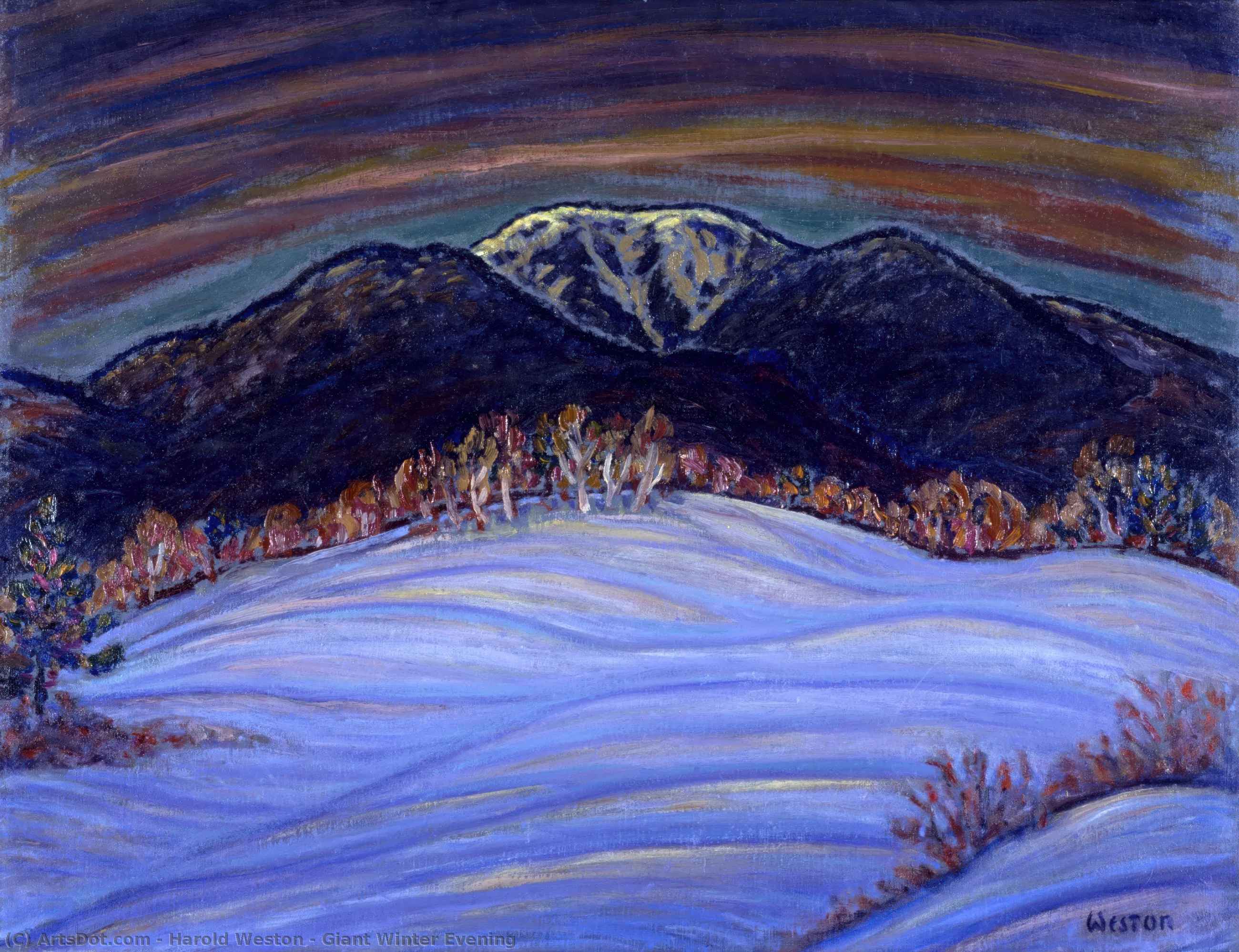 Wikioo.org - The Encyclopedia of Fine Arts - Painting, Artwork by Harold Weston - Giant Winter Evening