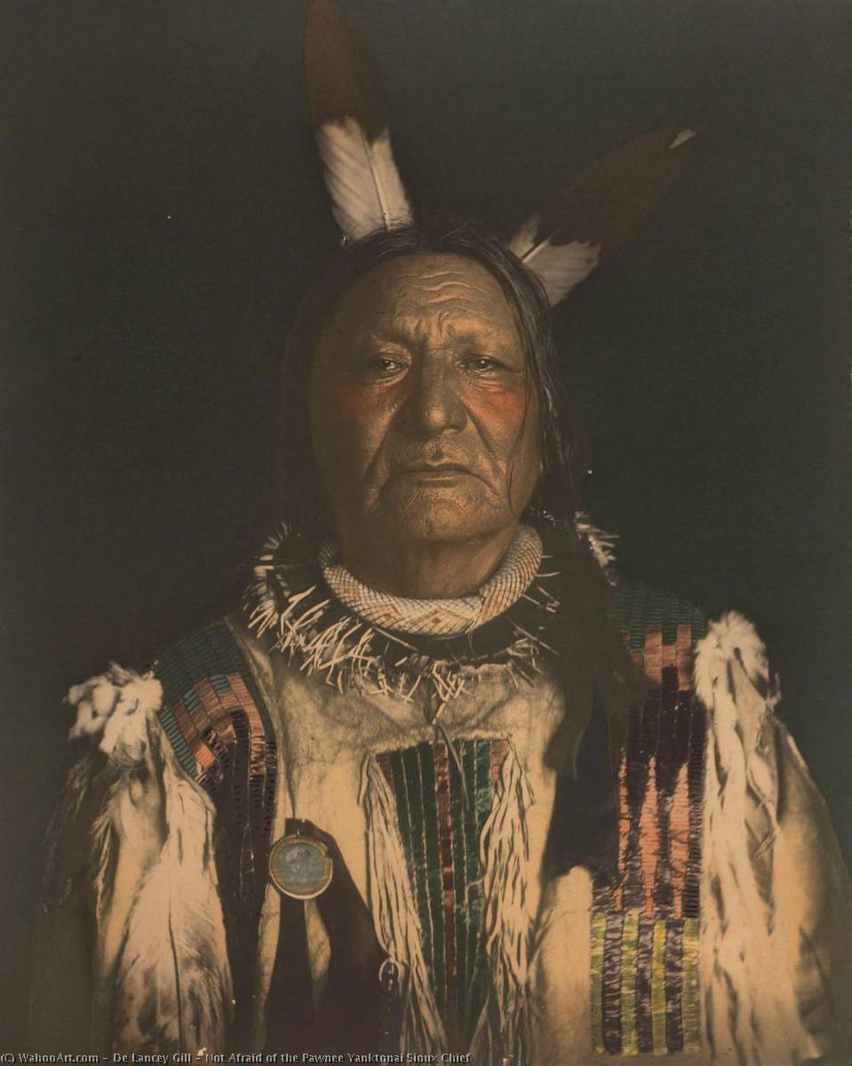 Wikioo.org - The Encyclopedia of Fine Arts - Painting, Artwork by De Lancey Gill - Not Afraid of the Pawnee Yanktonai Sioux Chief