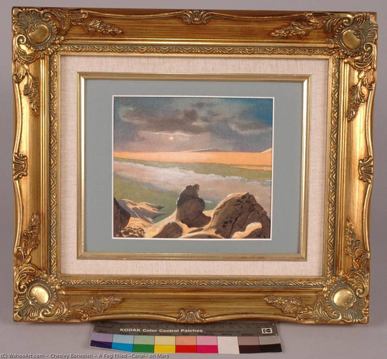 WikiOO.org - Enciclopedia of Fine Arts - Pictura, lucrări de artă Chesley Bonestell - A Fog filled 'Canal' on Mars